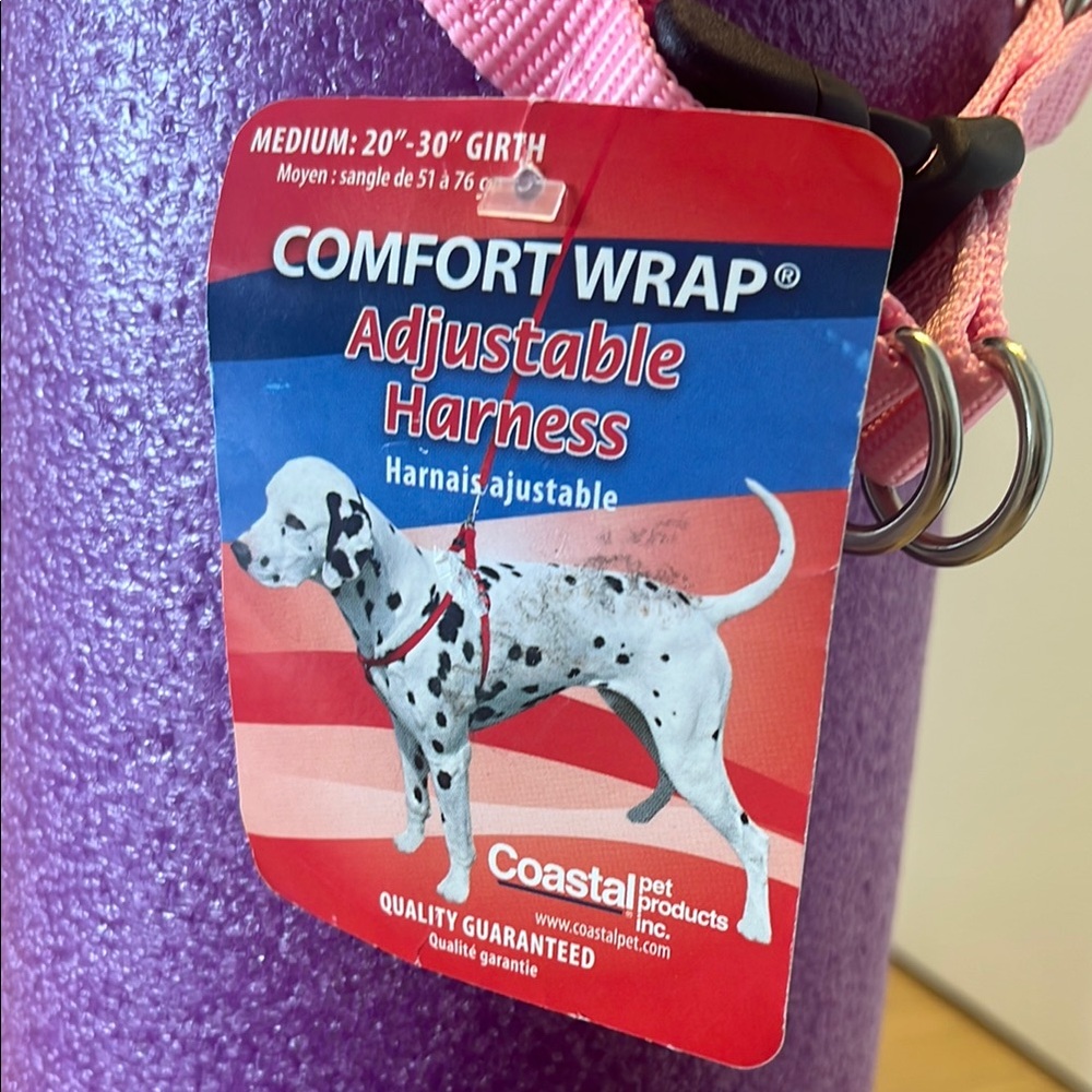 NWT! Comfort Wrap Adjustable Dog Harness pink sz Medium